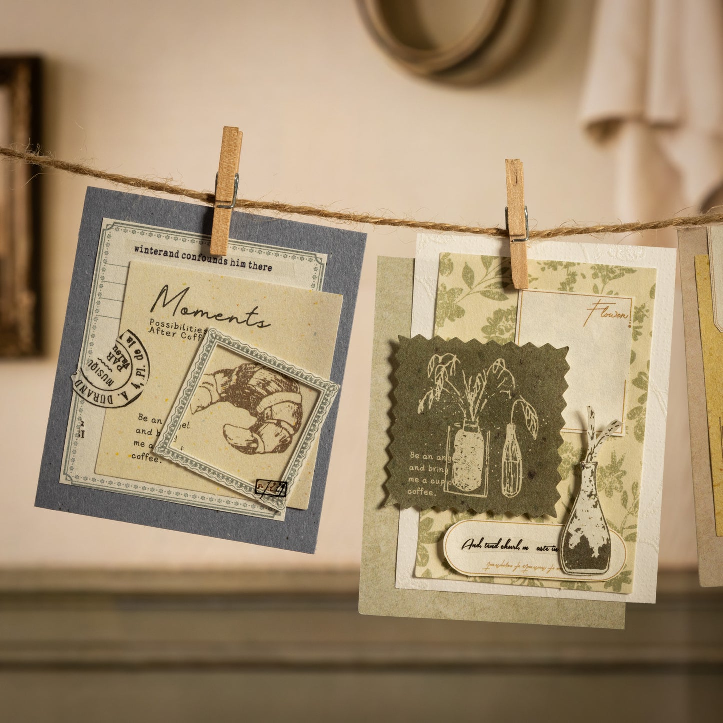 [2601-229] Old Times Theatre Series Vintage Memo Notes Journal Collage Material Pack