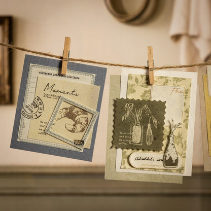 [2601-229] Old Times Theatre Series Vintage Memo Notes Journal Collage Material Pack