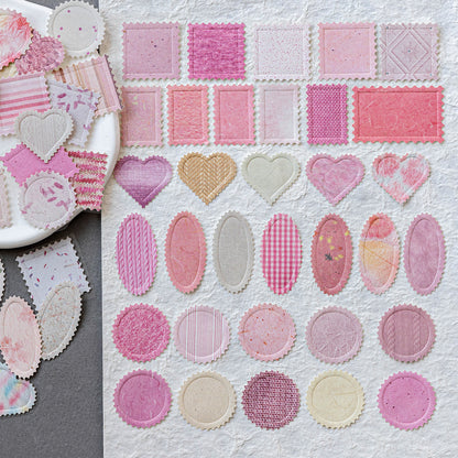 [2602-017] Embossed Kraft Paper Sticker Set 4 Styles