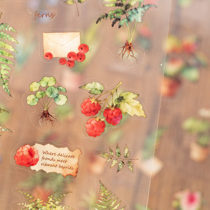 [2601-124] Plant Oxygen PET Botanical Stickers – “Plants & Oxygen” Collage Set (4 Styles 2 Sheets)