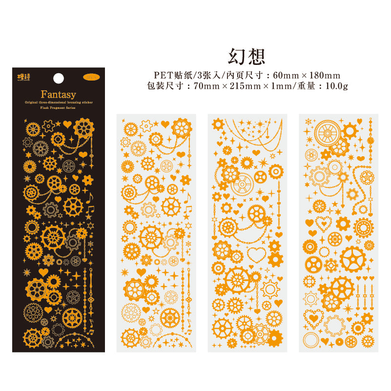 [2603-061] Gold Foil Glitter Frame Line Stickers 4 Styles