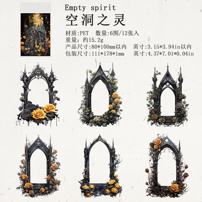 [2603-078] Gothic Window Frame PET Stickers 4 Styles