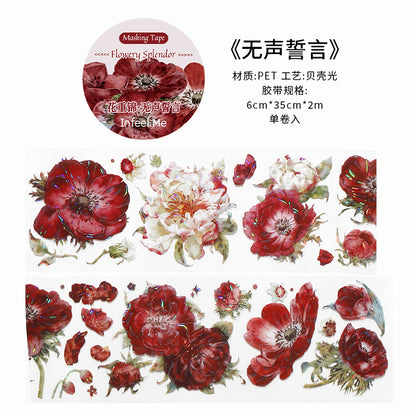 [2603-117] Iridescent Floral PET Stickers 4 Styles