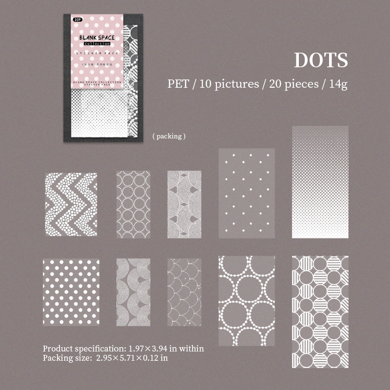 [2603-038] Basic Pattern PET Collage Stickers 6 Styles