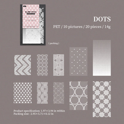 [2603-038] Basic Pattern PET Collage Stickers 6 Styles