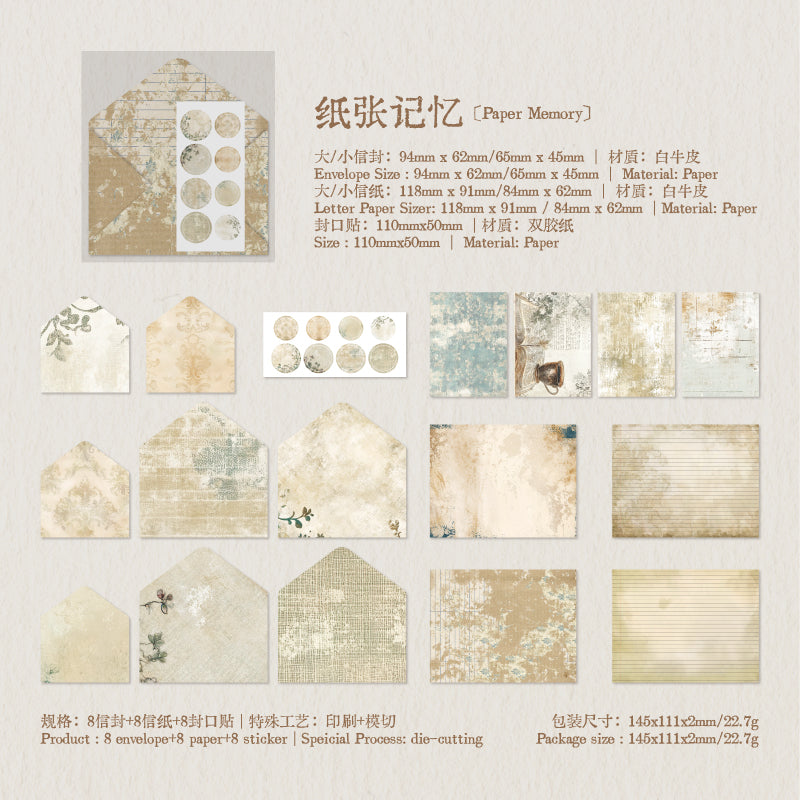 [2601-202] Vintage Floral Letter Envelope Paper Set 6 Styles