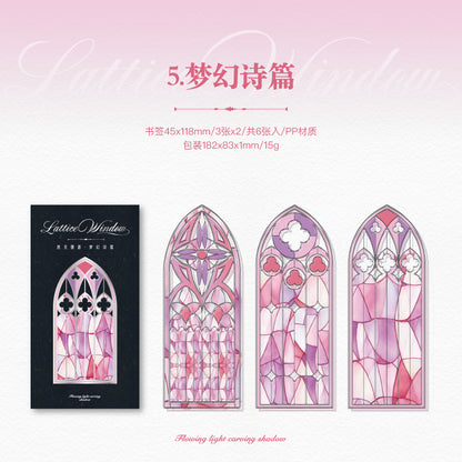 [2601-201] Flowlight Stained Glass PP Bookmarks 6 Piece Set