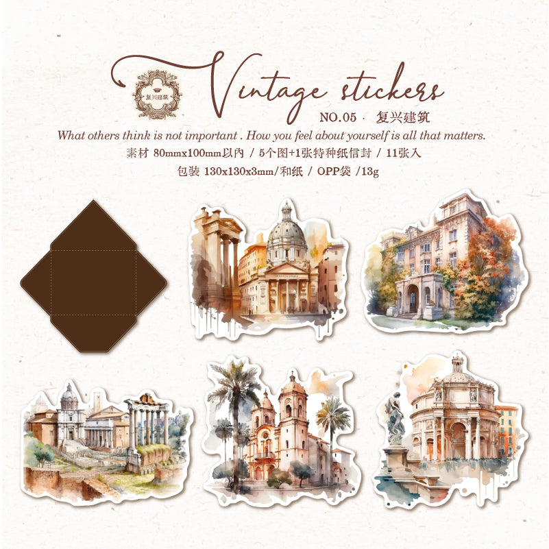 [2603-077] Vintage Travel Collage Stickers 6 Styles