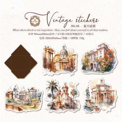 [2603-077] Vintage Travel Collage Stickers 6 Styles