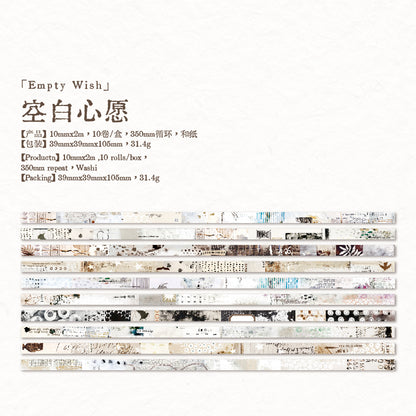 [2601-205] Vintage Life Washi Tape Set 10 Rolls 6 Styles