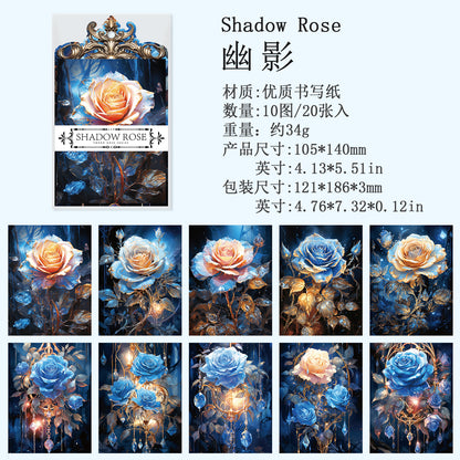 [2601-173] Shadow Rose – Gothic Vintage Rose Card & Sticker Set (4 Designs)