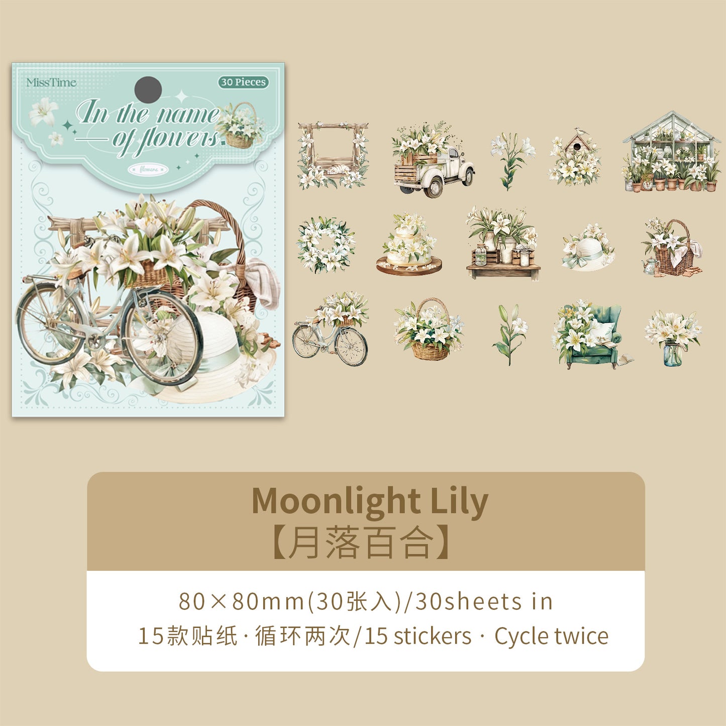 [2602-028] Floral Scene PET Collage Stickers