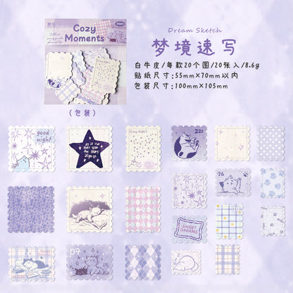 [2603-011] White Kraft Embossed Stamp Stickers 6 Styles