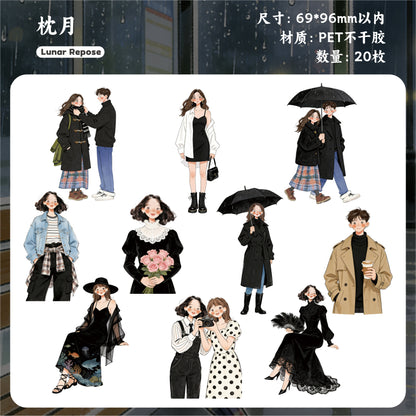 [2602-003] Cozy Vintage Character PET Stickers 6 Styles