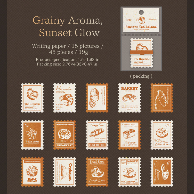 [2601-135] Vintage Tea & Café Stickers – Cozy Bakery Journaling Set (6 Designs)