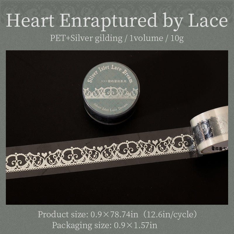 [2601-175] Silver Lace Isle – Foil-Embossed PET Border Tape Set (6 Designs)