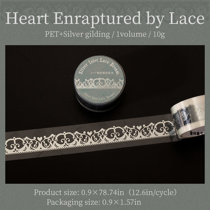 [2601-175] Silver Lace Isle – Foil-Embossed PET Border Tape Set (6 Designs)