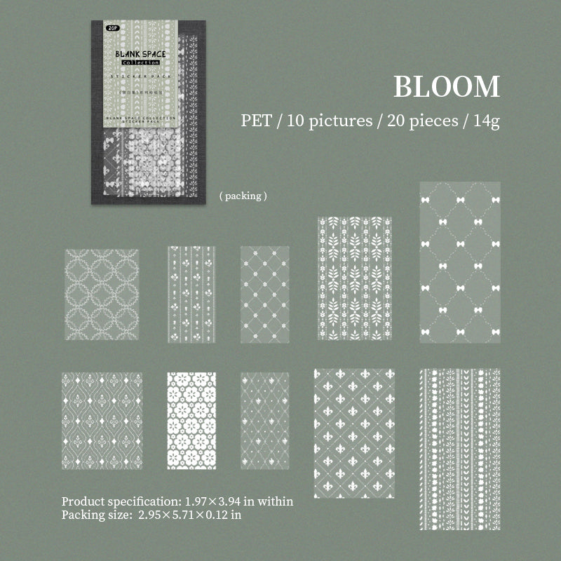 [2603-038] Basic Pattern PET Collage Stickers 6 Styles