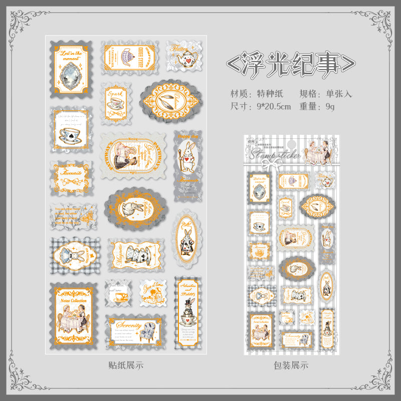 [2601-164] Stamp Tales – Gilded PET Vintage Labels (6 Designs)