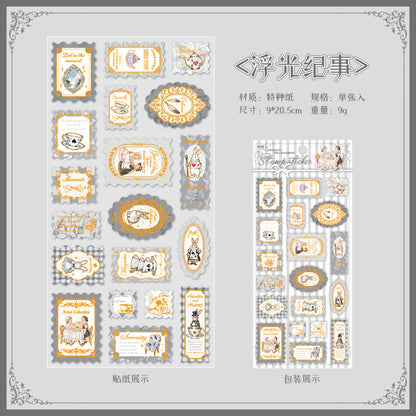 [2601-164] Stamp Tales – Gilded PET Vintage Labels (6 Designs)