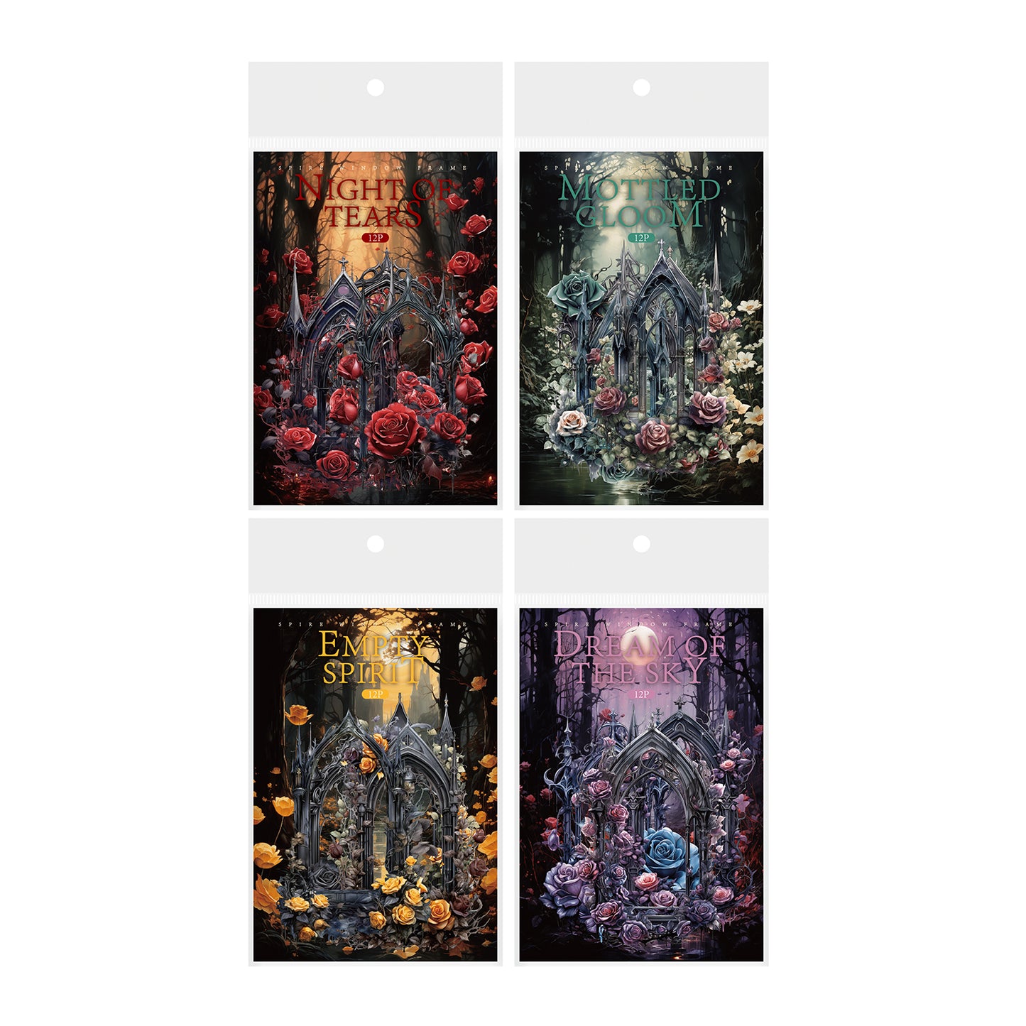[2603-078] Gothic Window Frame PET Stickers 4 Styles