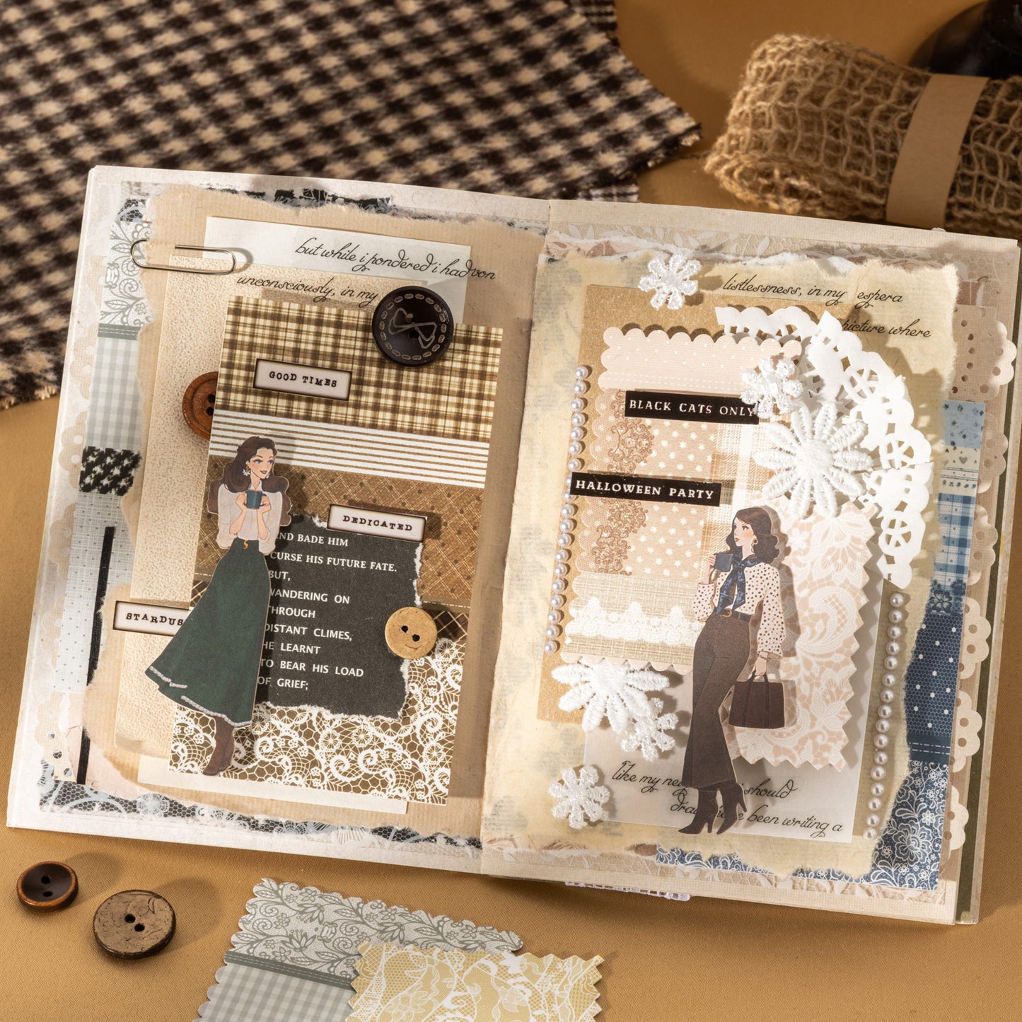 [2601-171] Floral Patchwork – Vintage Lace Collage Paper Pad (6 Designs)