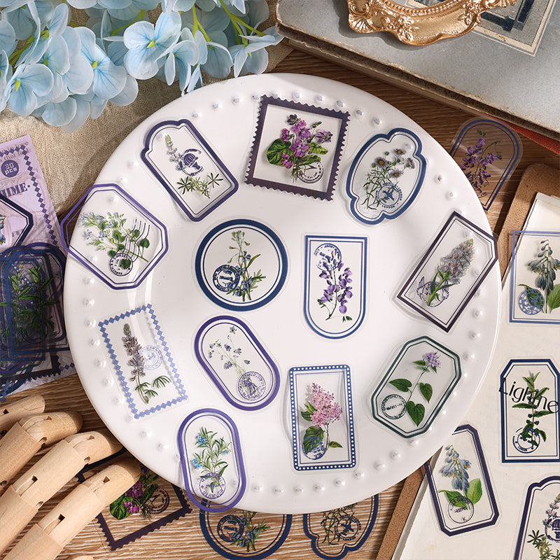 [2603-063] Transparent Vintage Floral Stickers 6 Styles