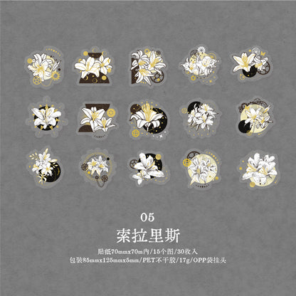 [2603-080] PET Gold Foil Vintage Collage Stickers 6 Styles