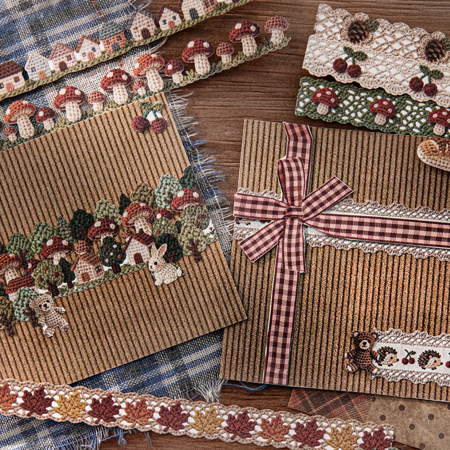 [2602-009] Vintage Fabric Strip Stickers 6 Styles