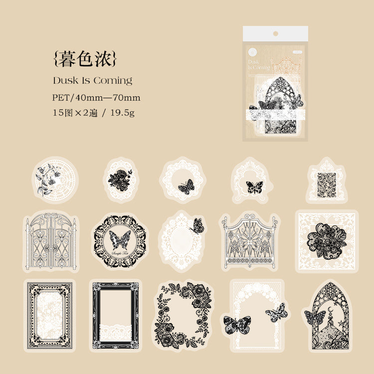 [2601-153] Vintage Butterfly PET Stickers – “Drunken Ink & Mist” Collage Series