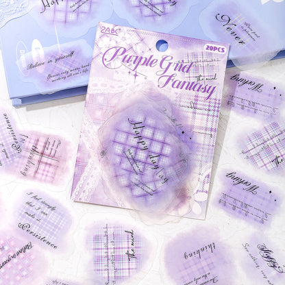 [2603-104] Watercolor Plaid PET Sticker Pack 6 Styles