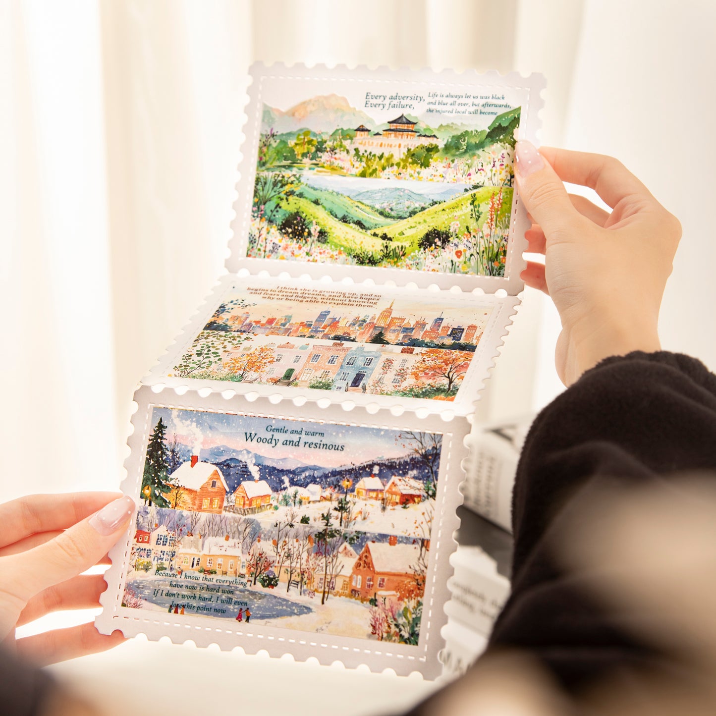 [2603-082] Seasonal Travel Landscape Journal Collage Sticker Book 4 Styles