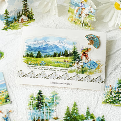 [2601-123] Endless Grasslands PET Scenic Stickers – Four Season Landscape Set (6 Designs 15 Pieces)