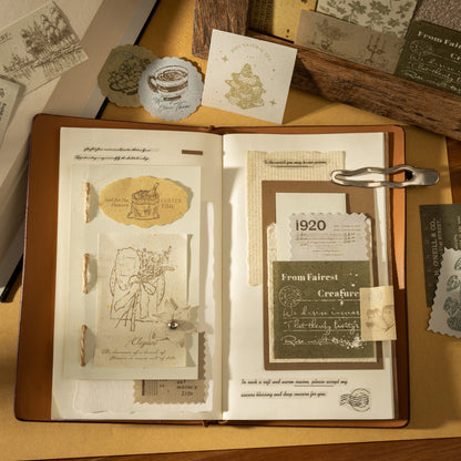 [2601-229] Old Times Theatre Series Vintage Memo Notes Journal Collage Material Pack