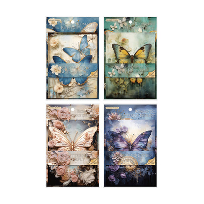 [2601-232] Romantic Butterfly Imprint Series Vintage Journal Background Paper Collage Decoration 4 Styles