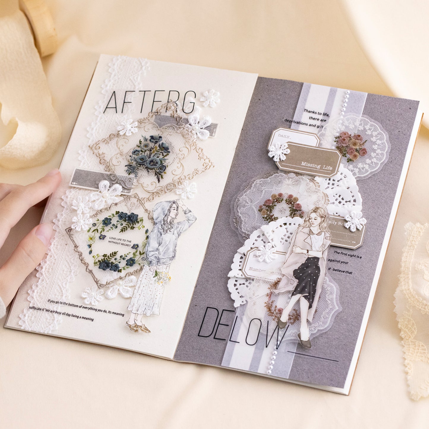 [2603-120] Lace Mesh PET Sticker Pack 4 Styles