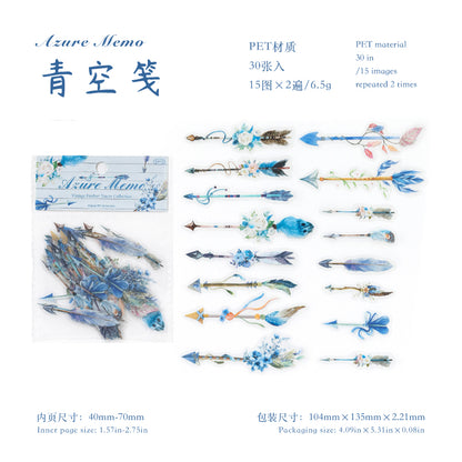 [2603-106] Vintage Feather PET Stickers 6 Styles