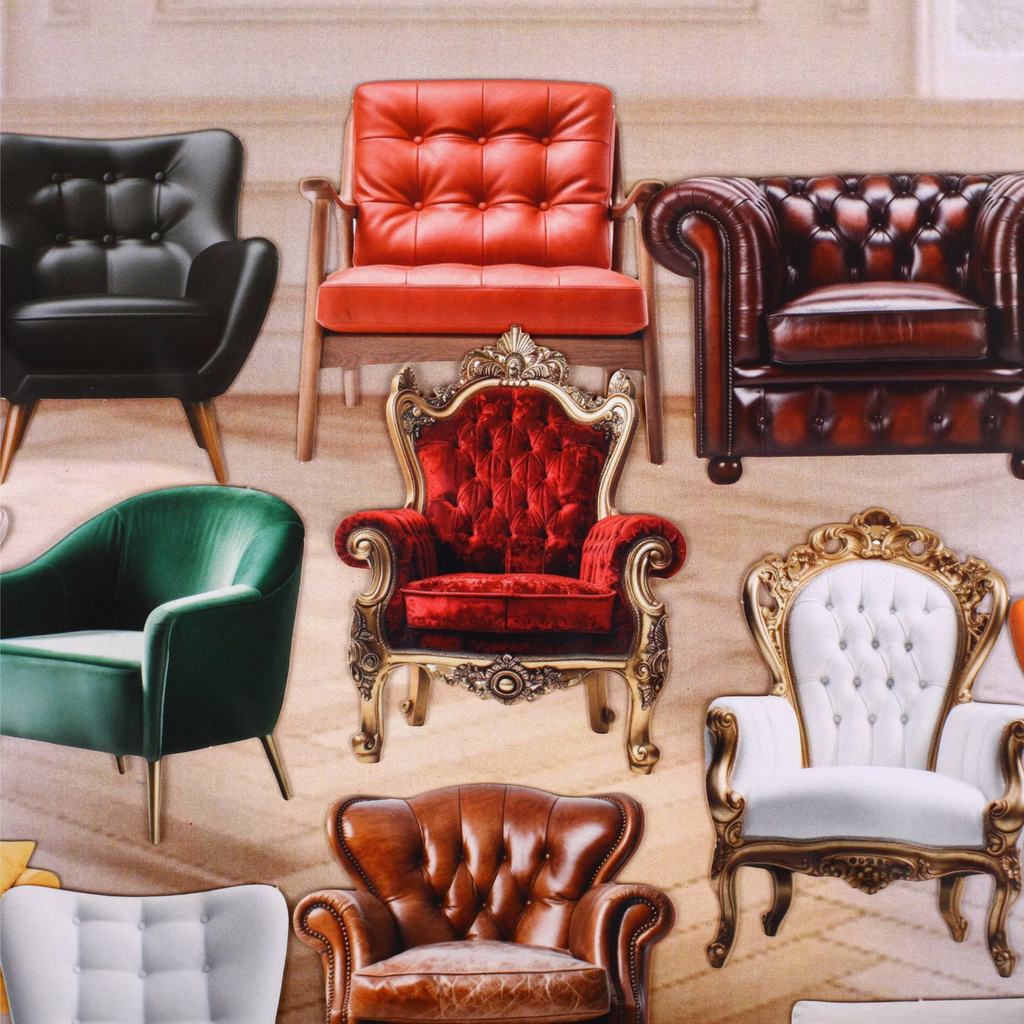 [2603-090] Vintage Sofa Home Life Journal Collage Stickers 6 Styles