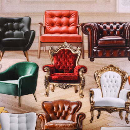 [2603-090] Vintage Sofa Home Life Journal Collage Stickers 6 Styles