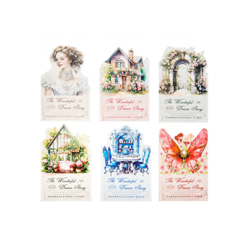 [2603-127] Dreamy Vintage Journal Collage Stickers 6 Styles