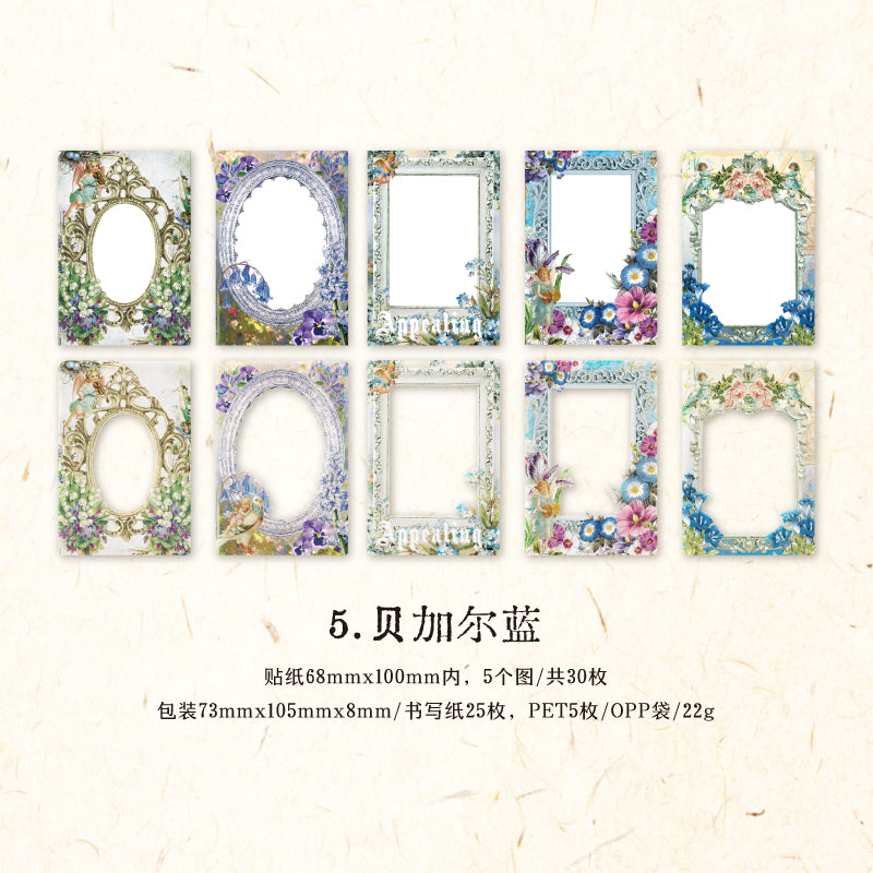 [2601-131] Victorian Keepsake Collage Stickers – Vintage Frame & Floral Series (5 Designs)