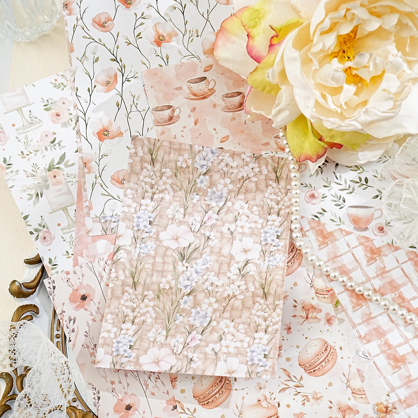 [2603-068] Fresh Minimalist Floral Background Paper 6 Styles