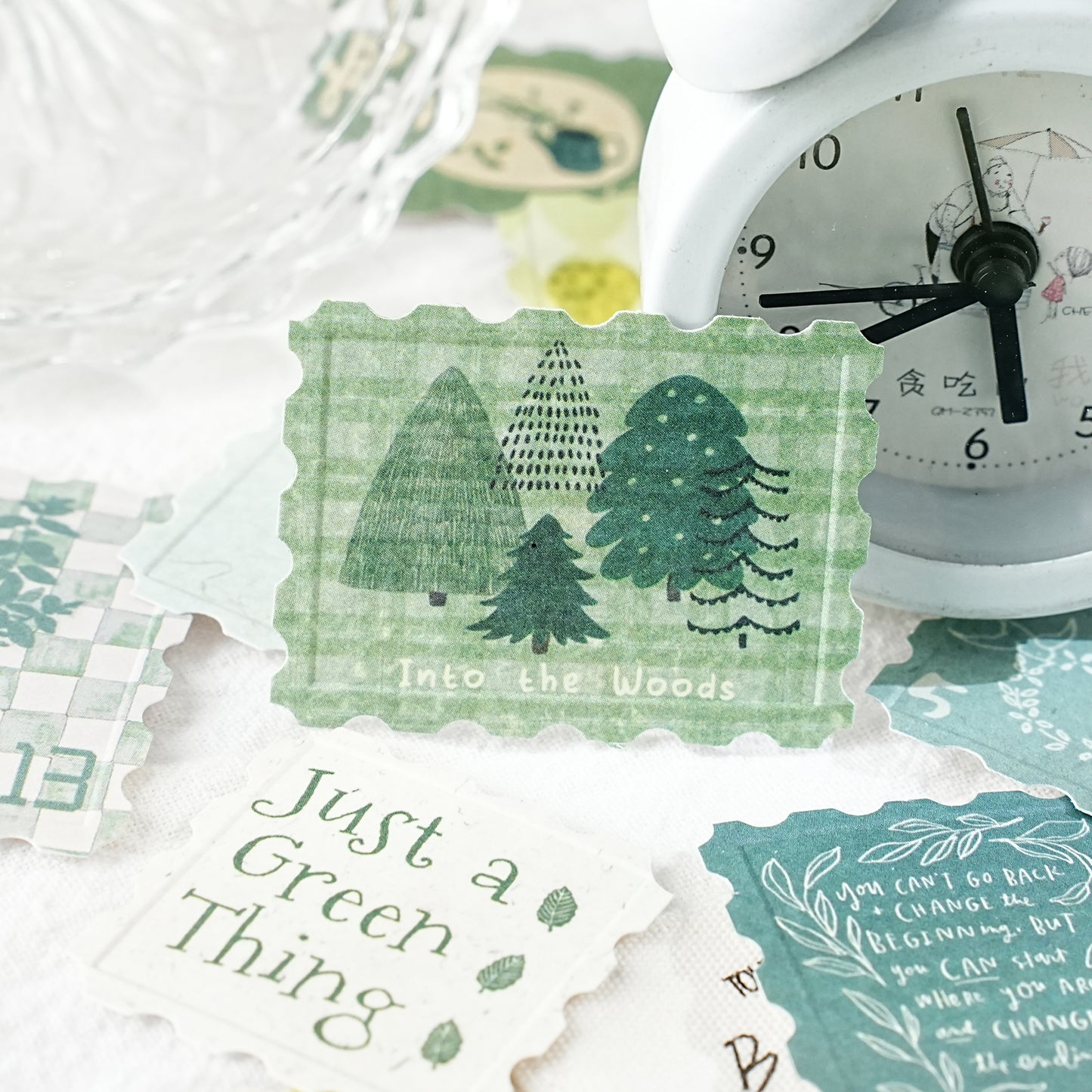 [2603-011] White Kraft Embossed Stamp Stickers 6 Styles