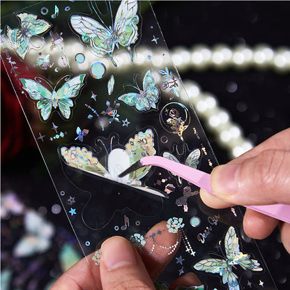 [2603-086] Iridescent Butterfly Decorative Sticker Flakes 6 Styles