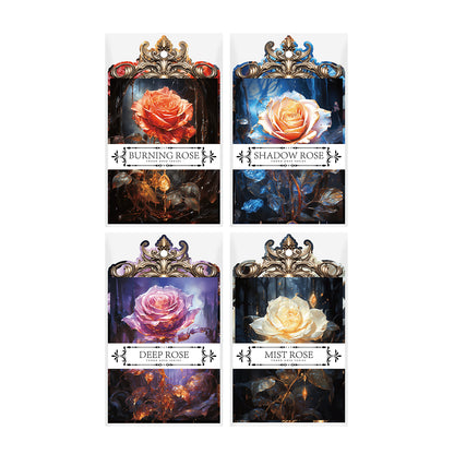 [2601-173] Shadow Rose – Gothic Vintage Rose Card & Sticker Set (4 Designs)