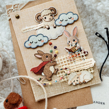 [2602-023] Embroidered Puppy Animal Stickers 40 Sheets