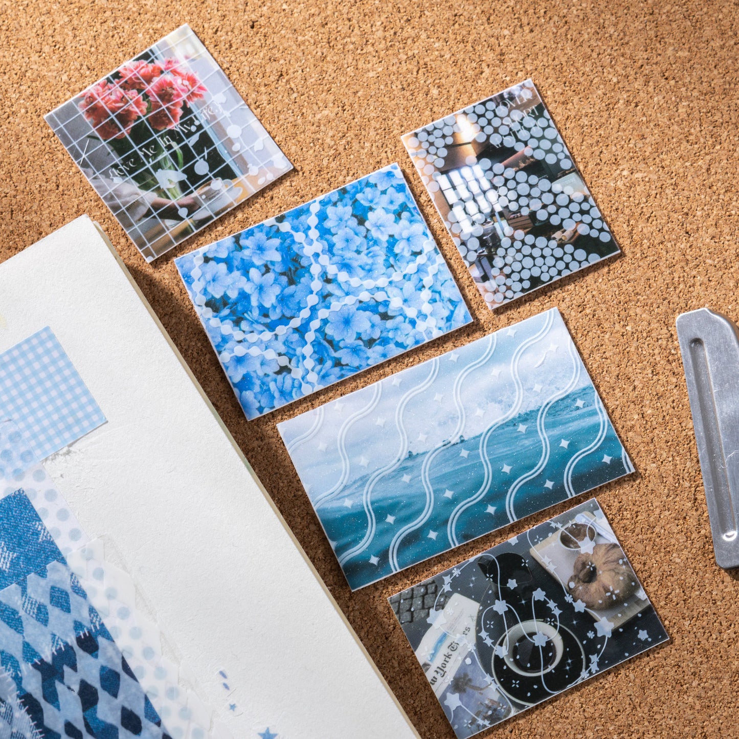 [2603-038] Basic Pattern PET Collage Stickers 6 Styles