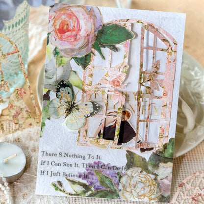 [2603-094] Romantic Lace Frame Journal Collage Stickers 6 Styles