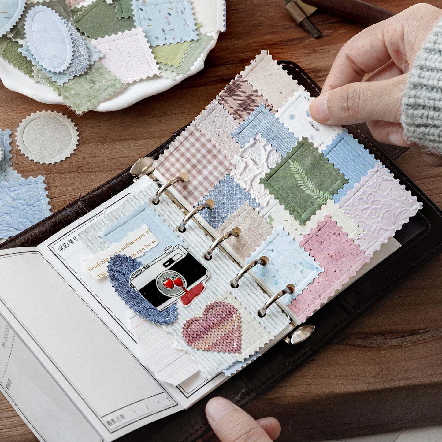 [2602-017] Embossed Kraft Paper Sticker Set 4 Styles