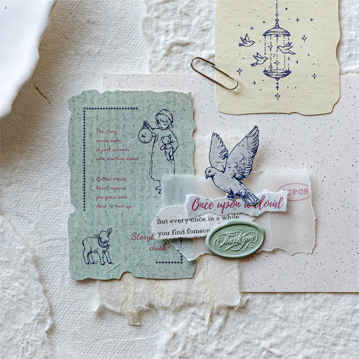 [2602-021] Dream Imprint Vintage Paper Stickers 4 Styles